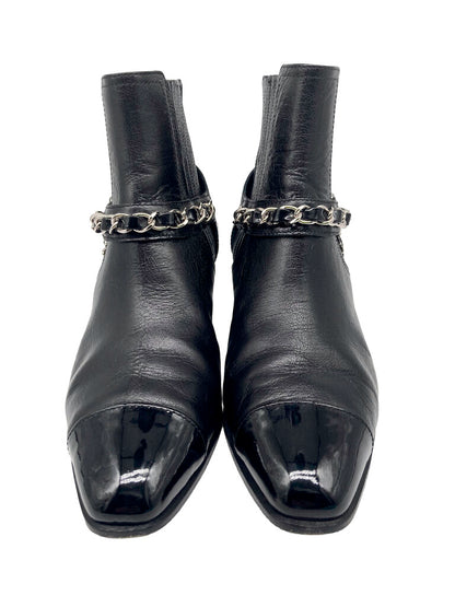 CC Logo Lambskin & Patent Boots Size 39C