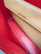 Load image into Gallery viewer, Tan Saffiano Cuir Medium Double Bag
