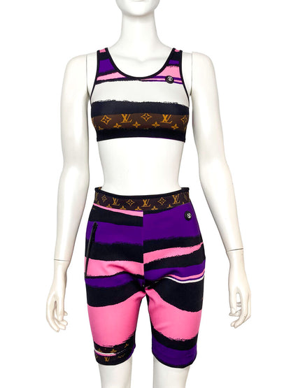 ‘Macro Epi’ Cycling Crop Top & Shorts Set Size 40