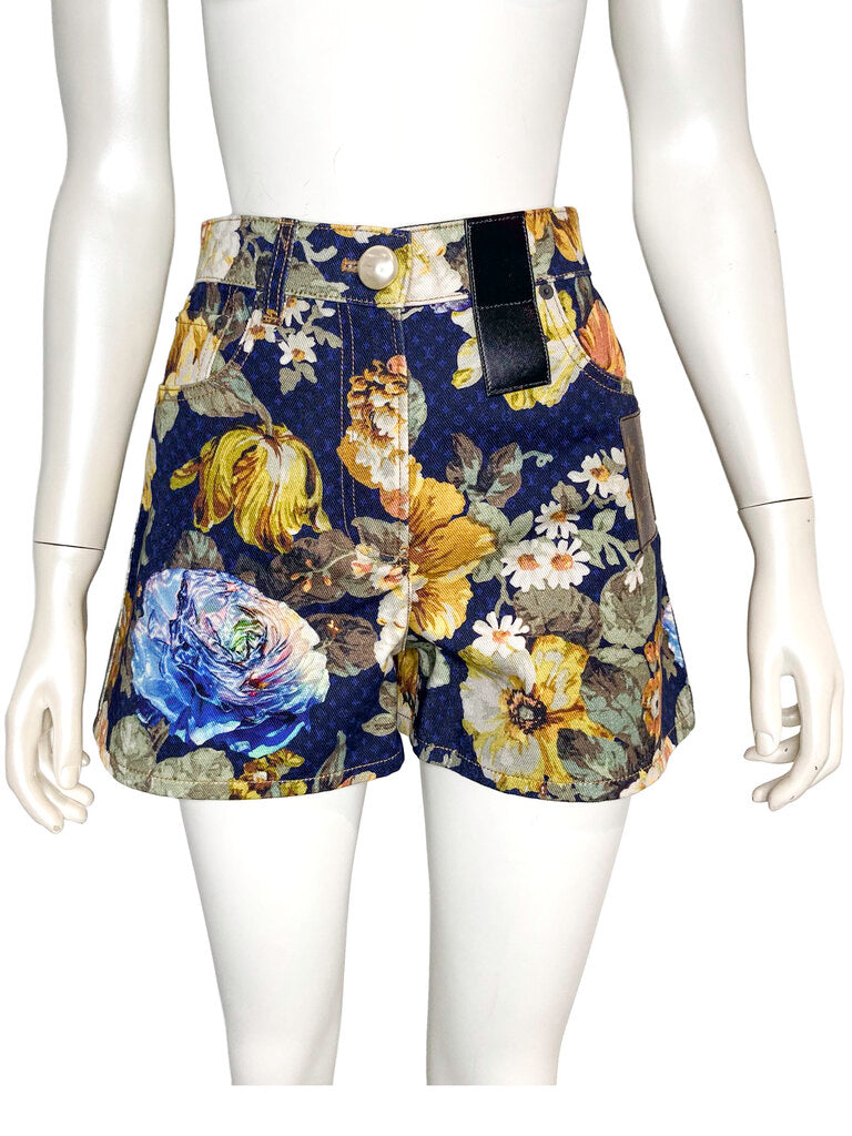 Floral Denim Shorts Size 36