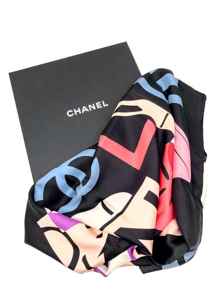 Large Silk Icon Print Scarf