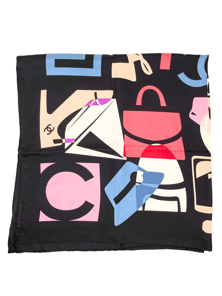 Large Silk Icon Print Scarf