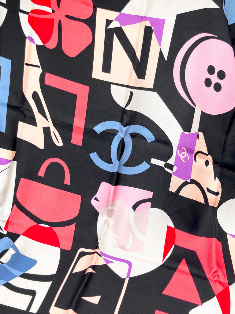 Large Silk Icon Print Scarf