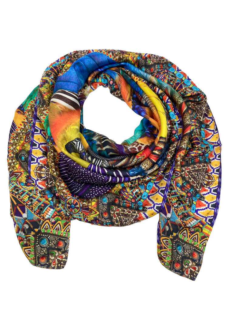 Crystal Embellished Silk Scarf