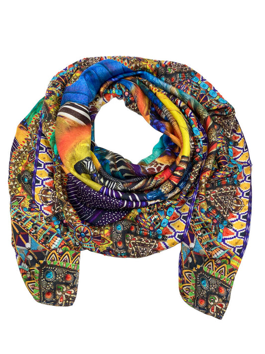 Crystal Embellished Silk Scarf