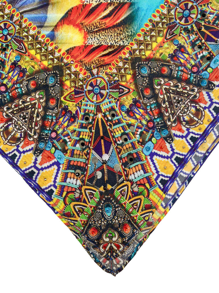 Crystal Embellished Silk Scarf