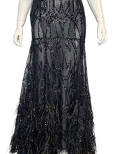 Load image into Gallery viewer, Feather &amp; Sequin Sheer Gown Size M
