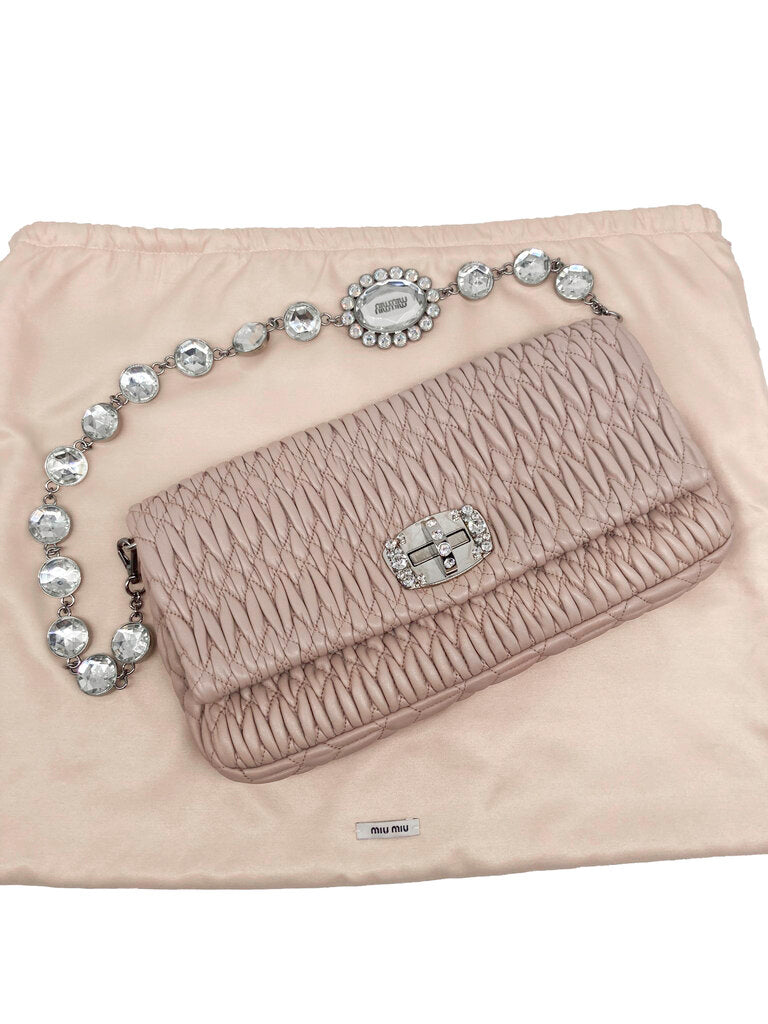 Iconic Crystal Cloque Nappa Leather Shoulder Bag