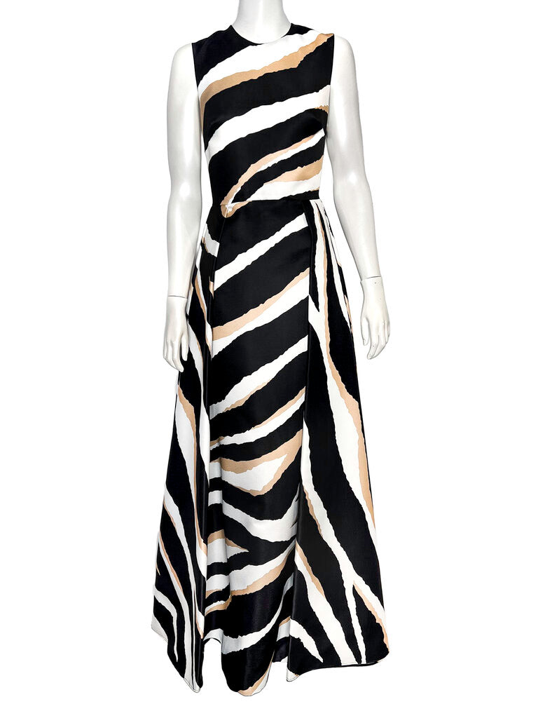 Elie Saab Zebra Silk Blend Gown Size 38