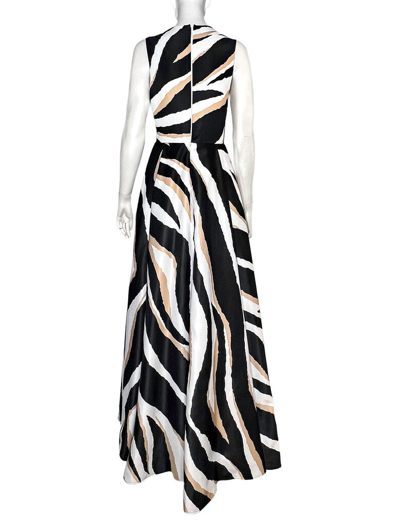 Elie Saab Zebra Silk Blend Gown Size 38