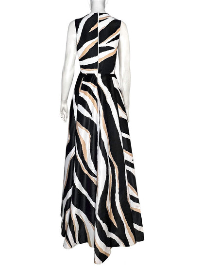 Elie Saab Zebra Silk Blend Gown Size 38