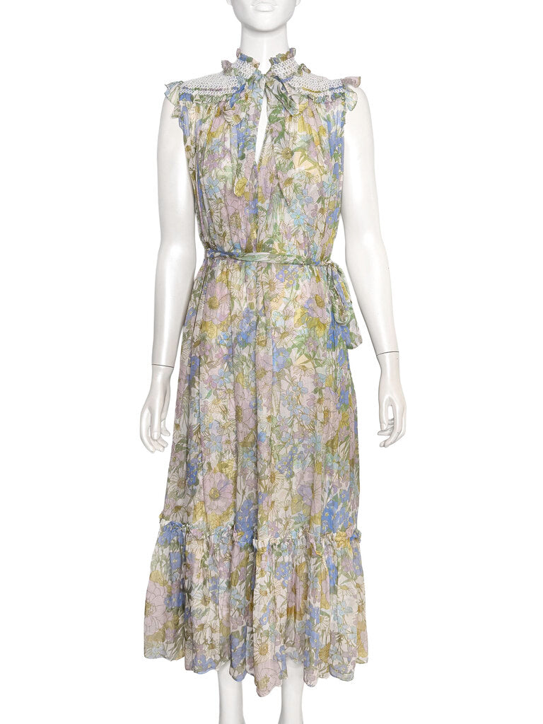 Silk Floral Maxi Dress Size 1
