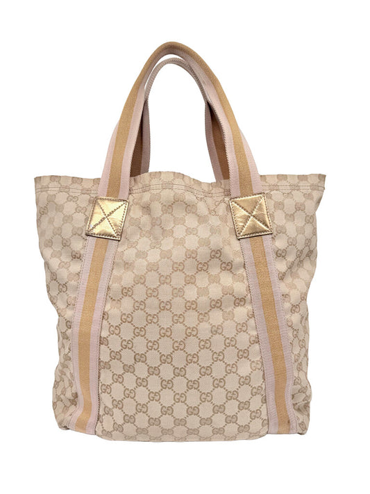GG Monogram Large Canvas Web Tote Bag