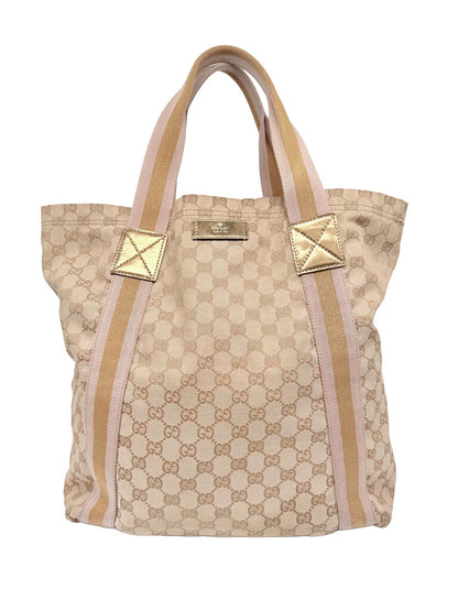 GG Monogram Large Canvas Web Tote Bag