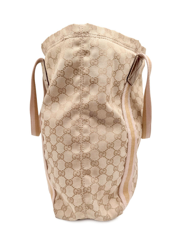 GG Monogram Large Canvas Web Tote Bag