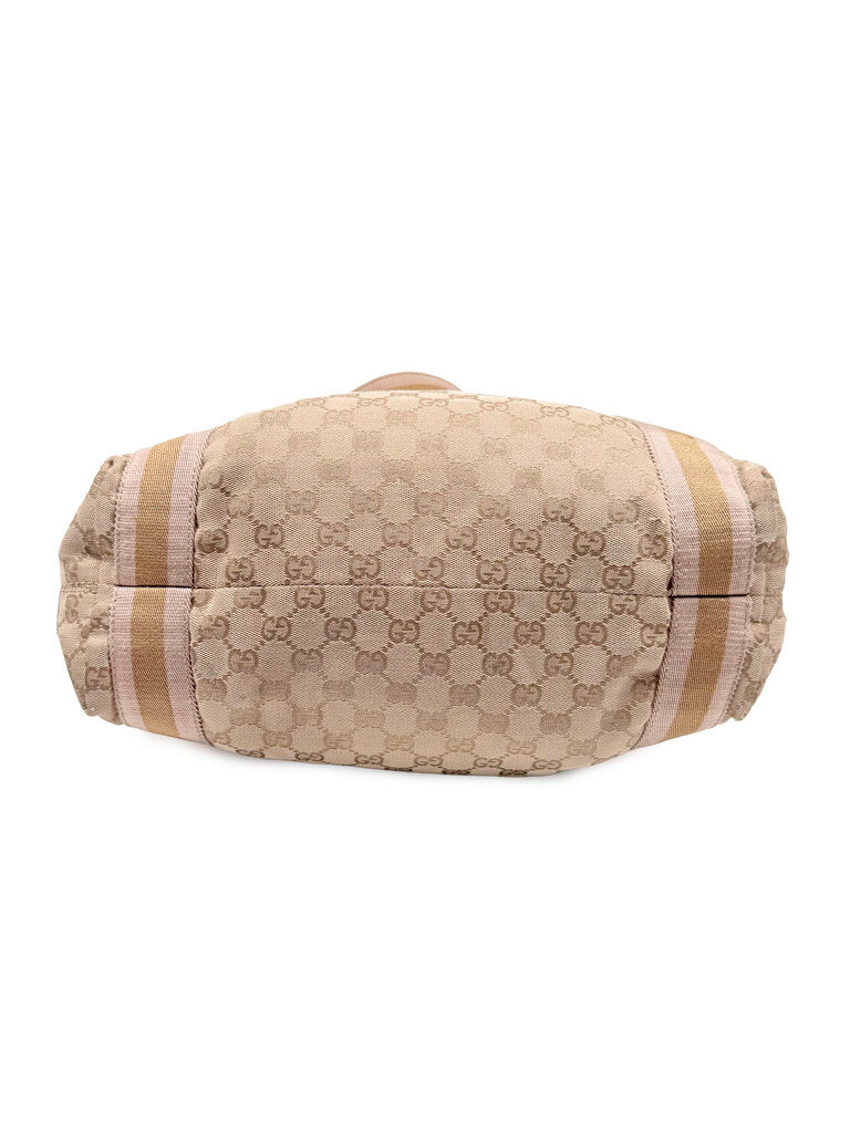 GG Monogram Large Canvas Web Tote Bag