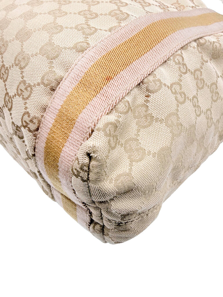 GG Monogram Large Canvas Web Tote Bag