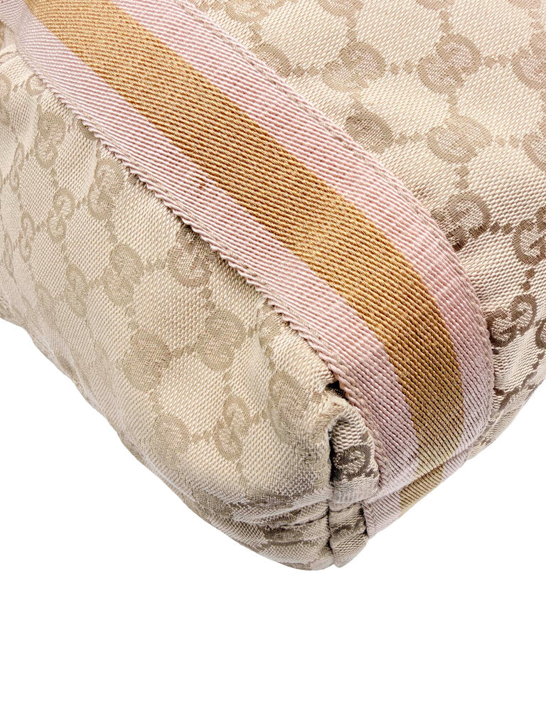 GG Monogram Large Canvas Web Tote Bag