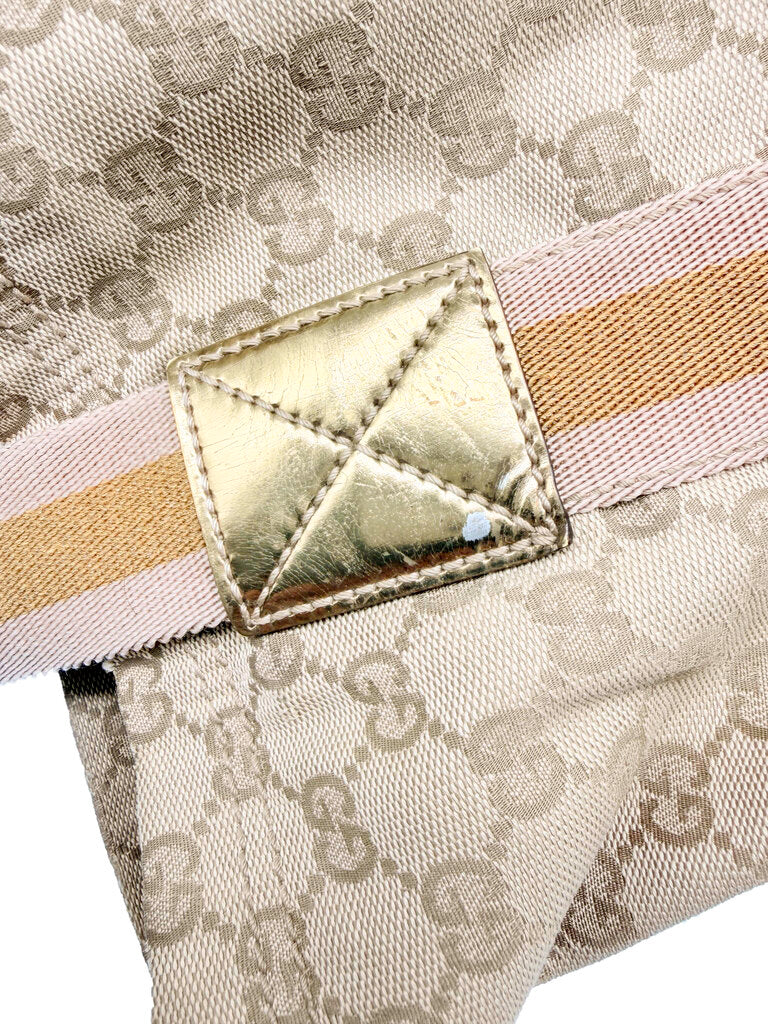 GG Monogram Large Canvas Web Tote Bag