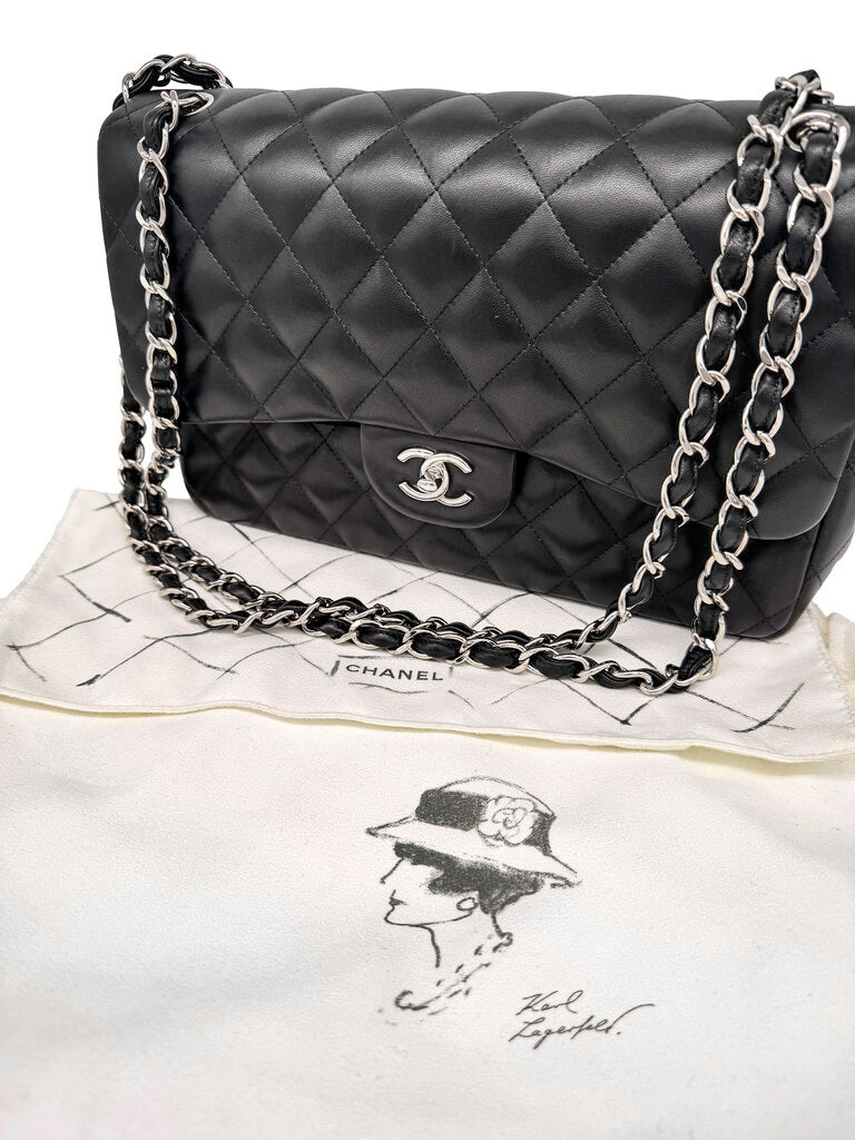 Classic Lambskin Double Flap Jumbo Shoulder Bag