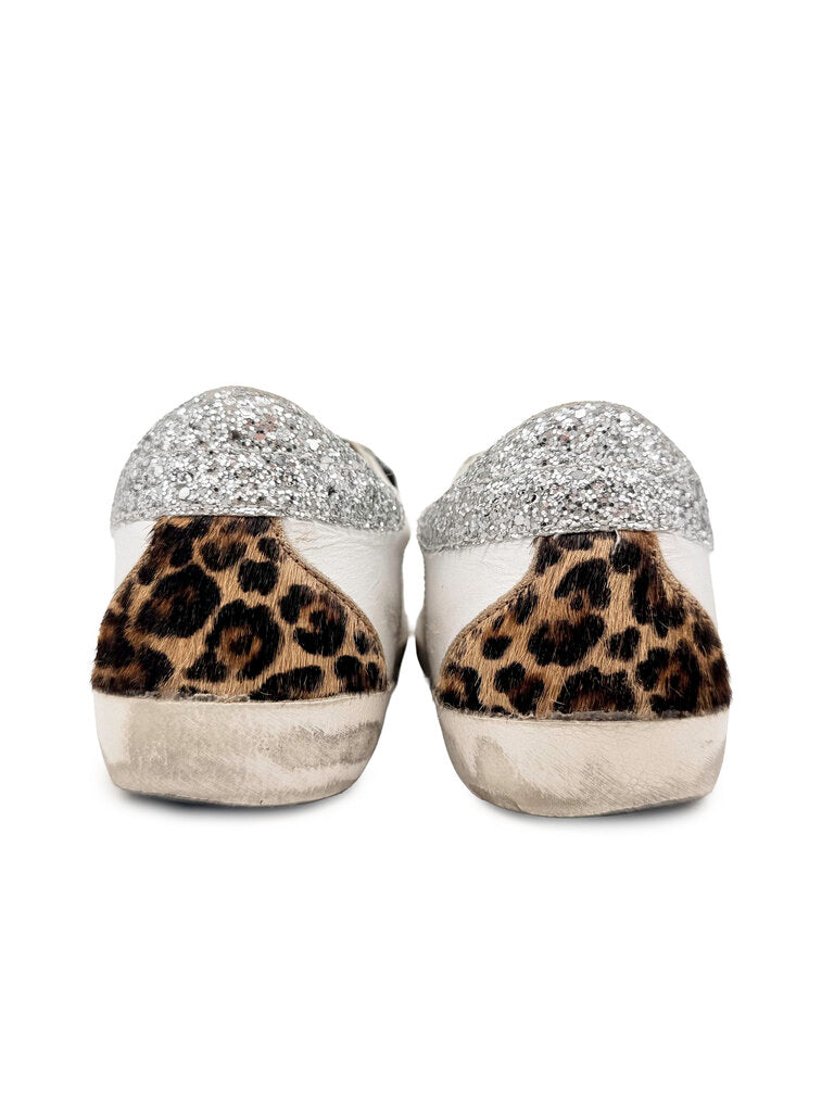 Leopard & Glitter Golden Goose Superstar Classic Sneakers Size 38
