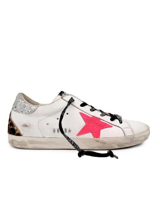 Leopard & Glitter Golden Goose Superstar Classic Sneakers Size 38