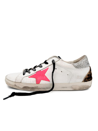 Leopard & Glitter Golden Goose Superstar Classic Sneakers Size 38
