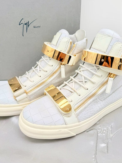 'Coby' White High Top Leather Sneakers Size 45 Mens