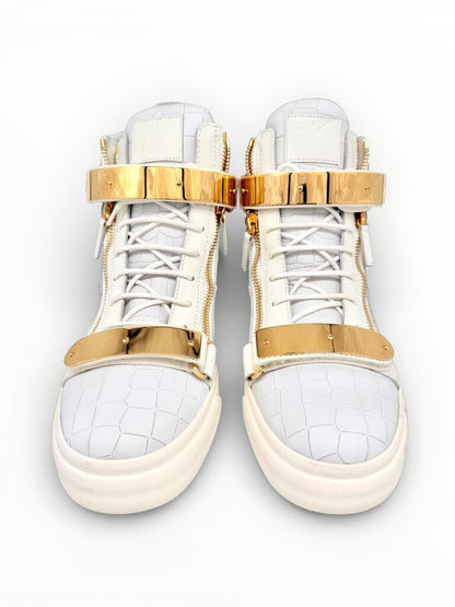 'Coby' White High Top Leather Sneakers Size 45 Mens