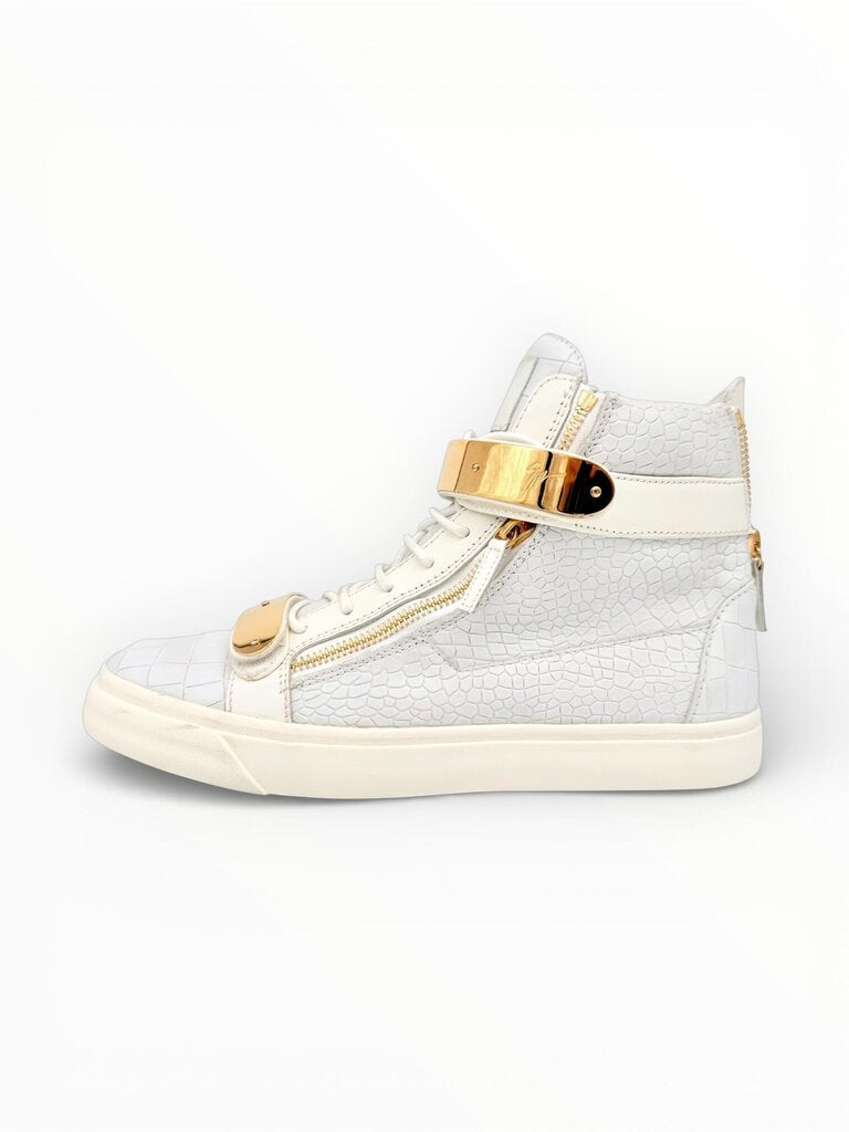 'Coby' White High Top Leather Sneakers Size 45 Mens