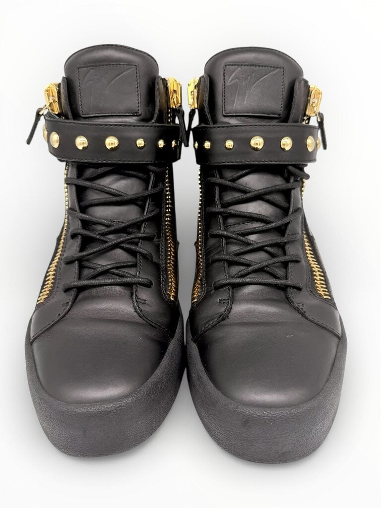'Coby' Black High Top Leather Sneakers Size 45 Mens