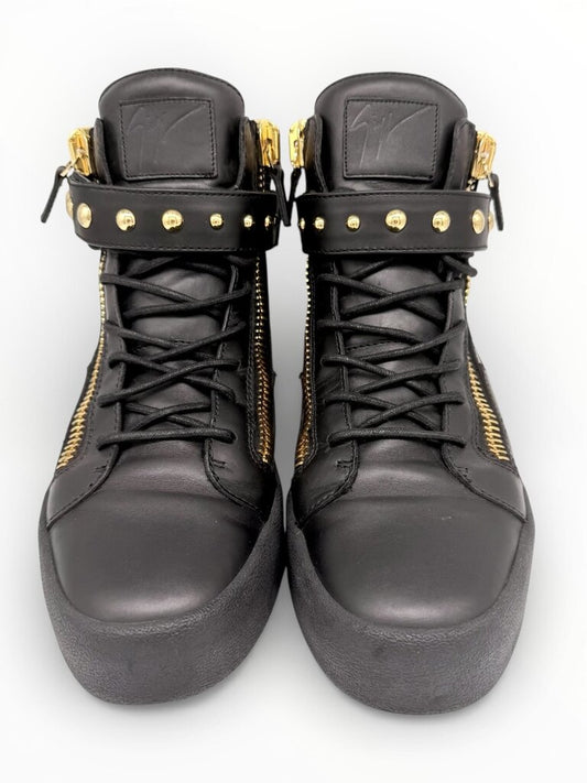 'Coby' Black High Top Leather Sneakers Size 45 Mens