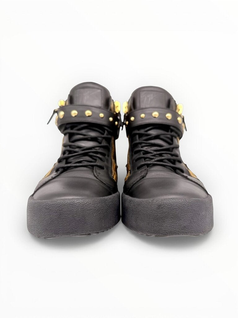 'Coby' Black High Top Leather Sneakers Size 45 Mens