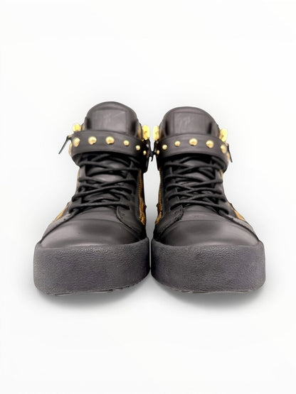 'Coby' Black High Top Leather Sneakers Size 45 Mens