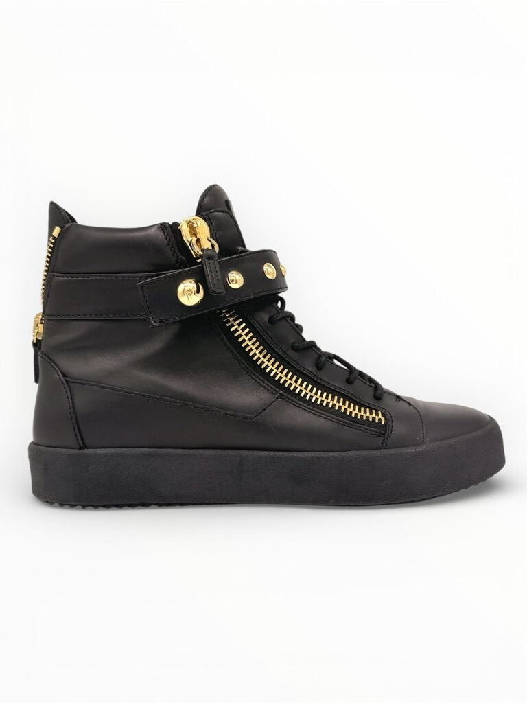 'Coby' Black High Top Leather Sneakers Size 45 Mens