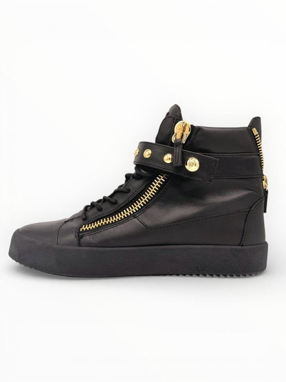 'Coby' Black High Top Leather Sneakers Size 45 Mens