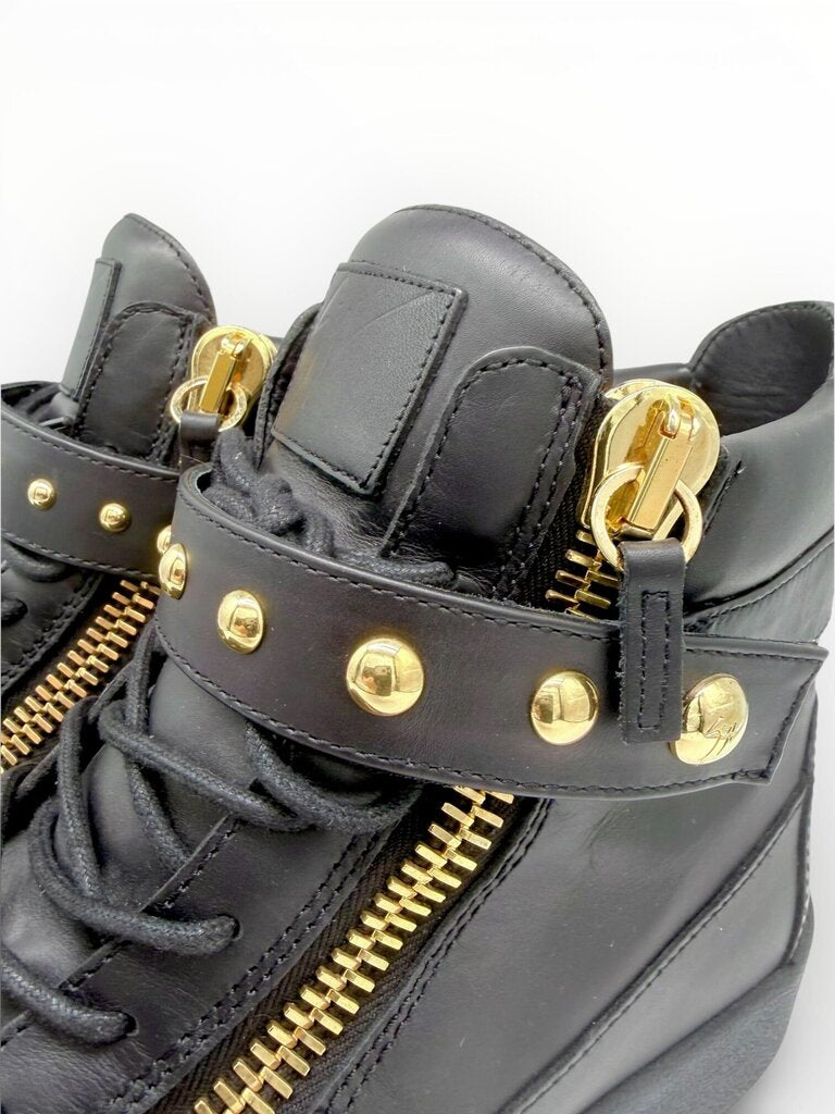 'Coby' Black High Top Leather Sneakers Size 45 Mens