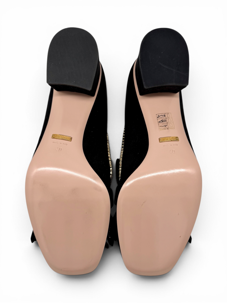 Marmont Crystal Embellished Suede Heels