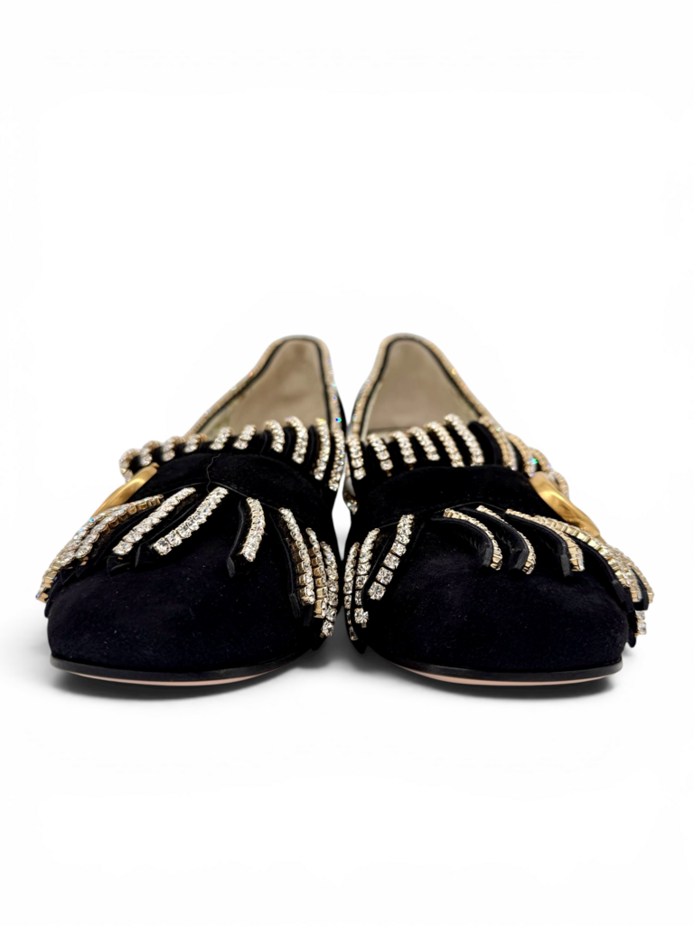 Marmont Crystal Embellished Suede Heels
