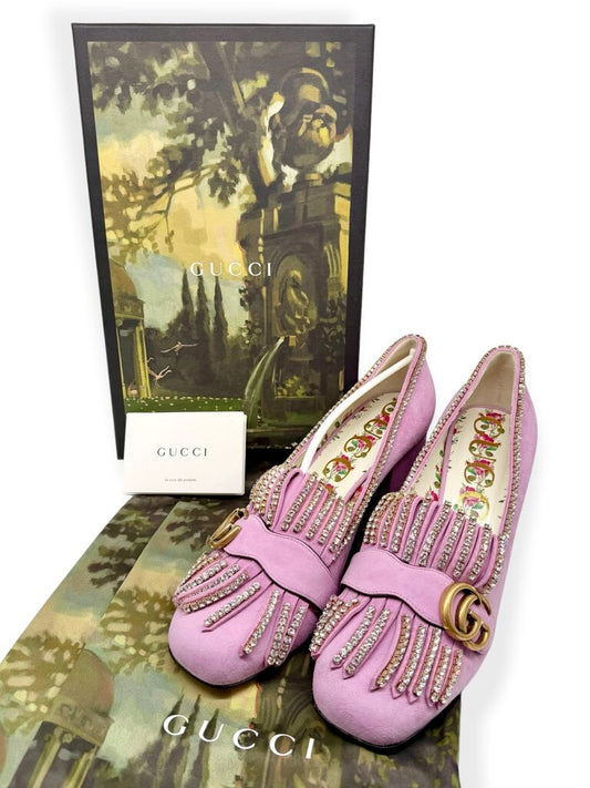 Gucci GG Marmont Crystal Embellished Suede Shoes (Incl Dbags & Box)Size 40 Est RRP $1895