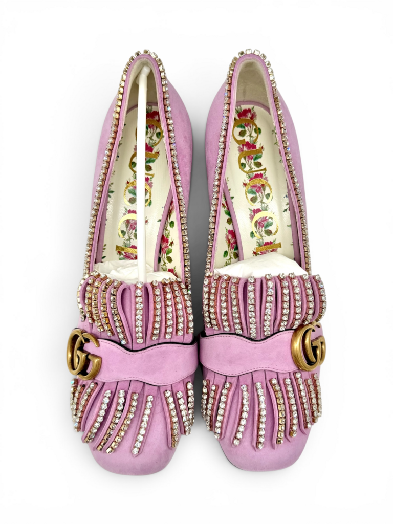Gucci GG Marmont Crystal Embellished Suede Shoes (Incl Dbags & Box)Size 40 Est RRP $1895