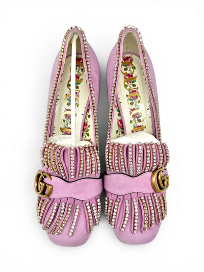 Gucci GG Marmont Crystal Embellished Suede Shoes (Incl Dbags & Box)Size 40 Est RRP $1895