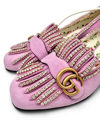 Gucci GG Marmont Crystal Embellished Suede Shoes (Incl Dbags & Box)Size 40 Est RRP $1895