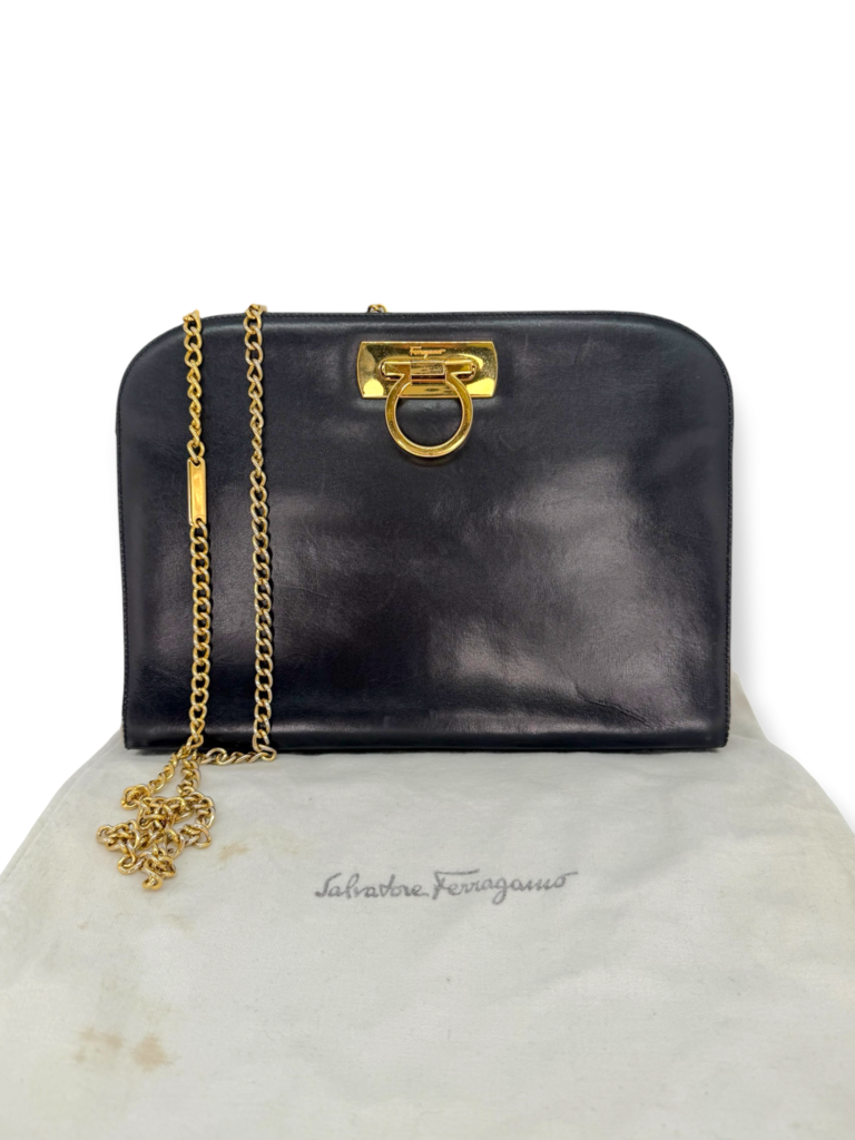 Ferragamo Vintage 'Diana' Leather Clutch