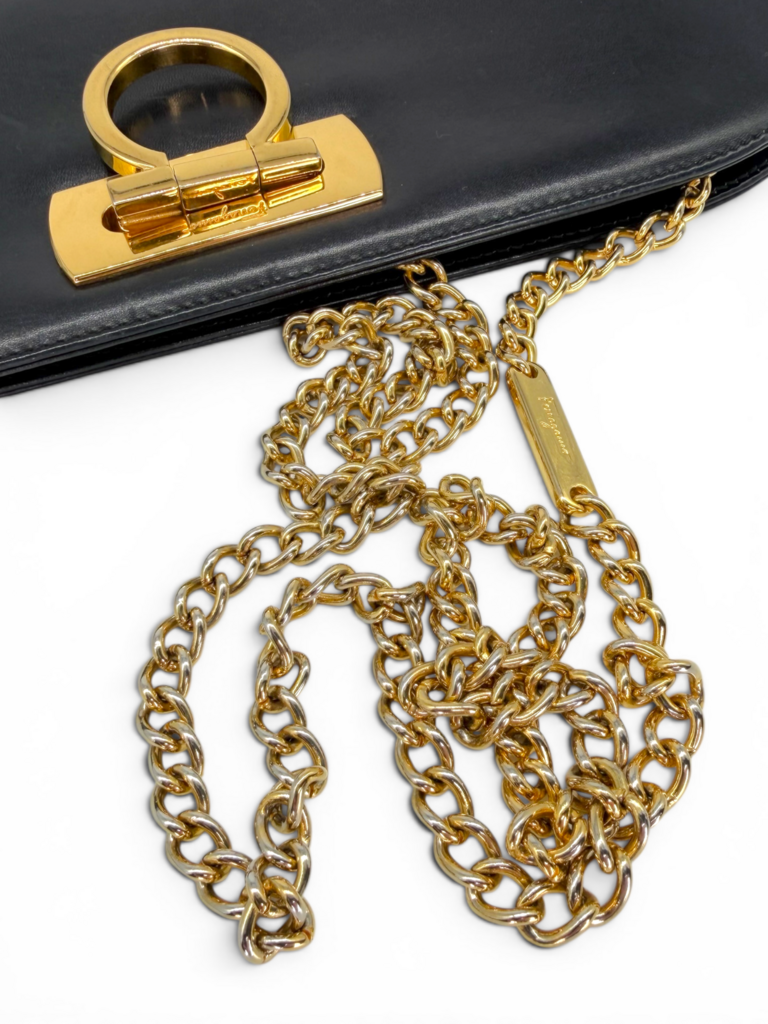 Ferragamo Vintage 'Diana' Leather Clutch