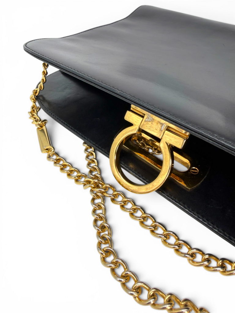 Ferragamo Vintage 'Diana' Leather Clutch