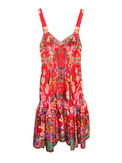 Camilla 'Ruffle Some Feathers' Short Silk Dress Size XS Est RRP $799
