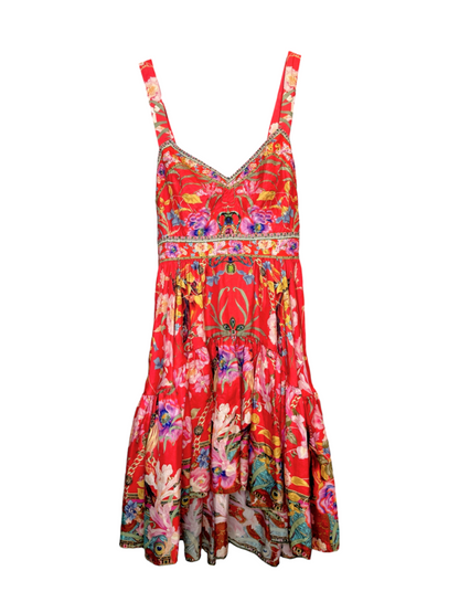 Camilla 'Ruffle Some Feathers' Short Silk Dress Size XS Est RRP $799
