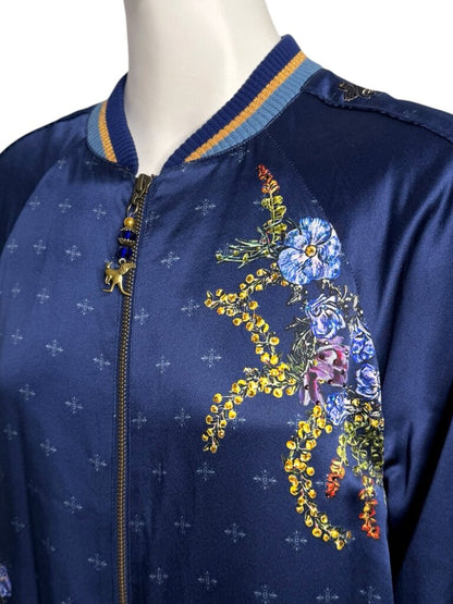 CAMILLA 'Wings in Arms' Silk Bomber Jacket Size XS