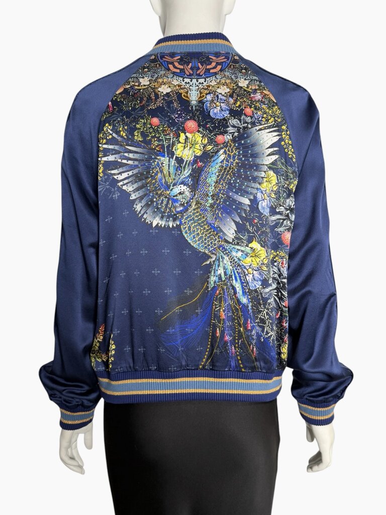 CAMILLA 'Wings in Arms' Silk Bomber Jacket Size XS